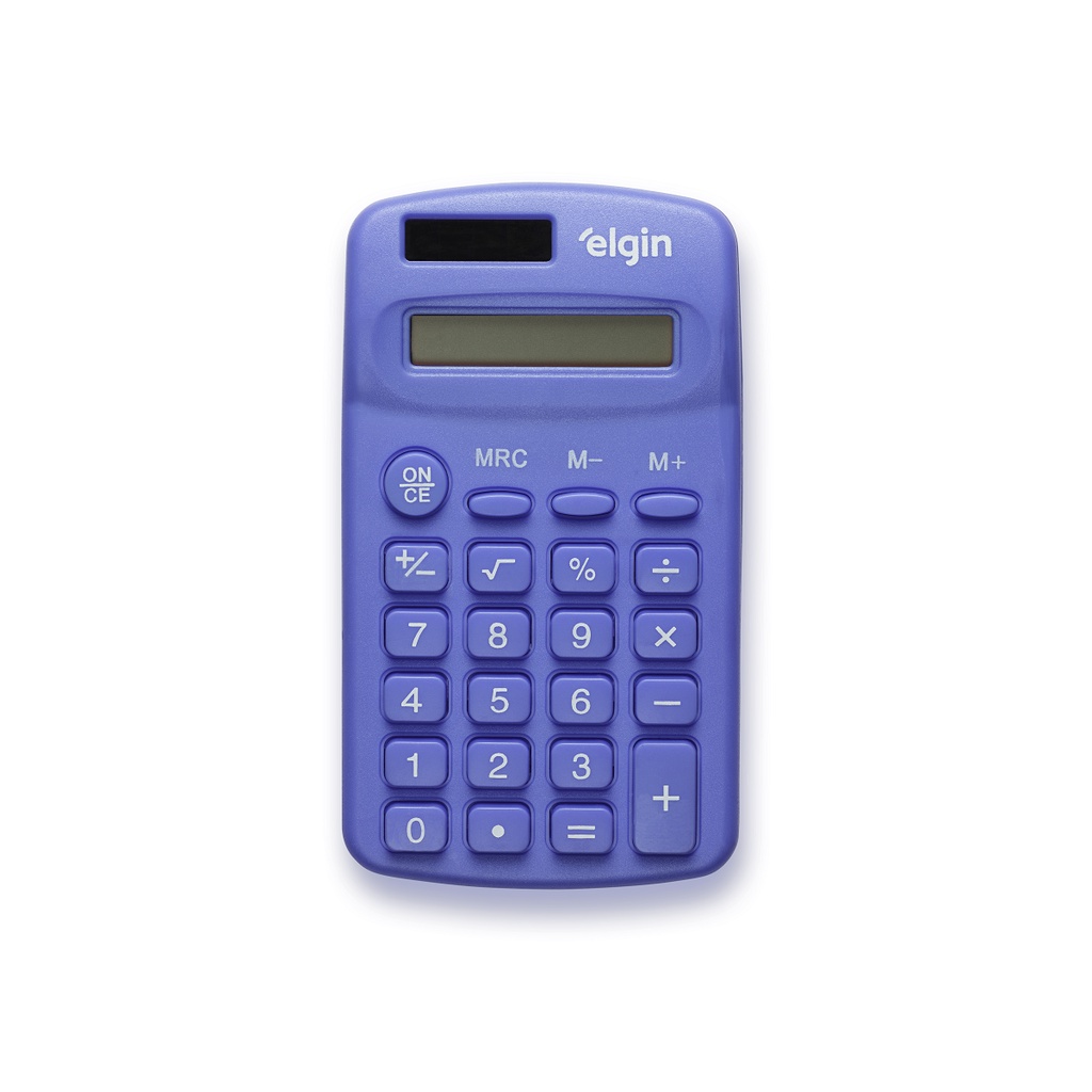 MINI CALCULADORA DE BOLSO 08 DÍGITOS ELGIN PEQUENA COMPACTA E PORTÁTIL AZUL