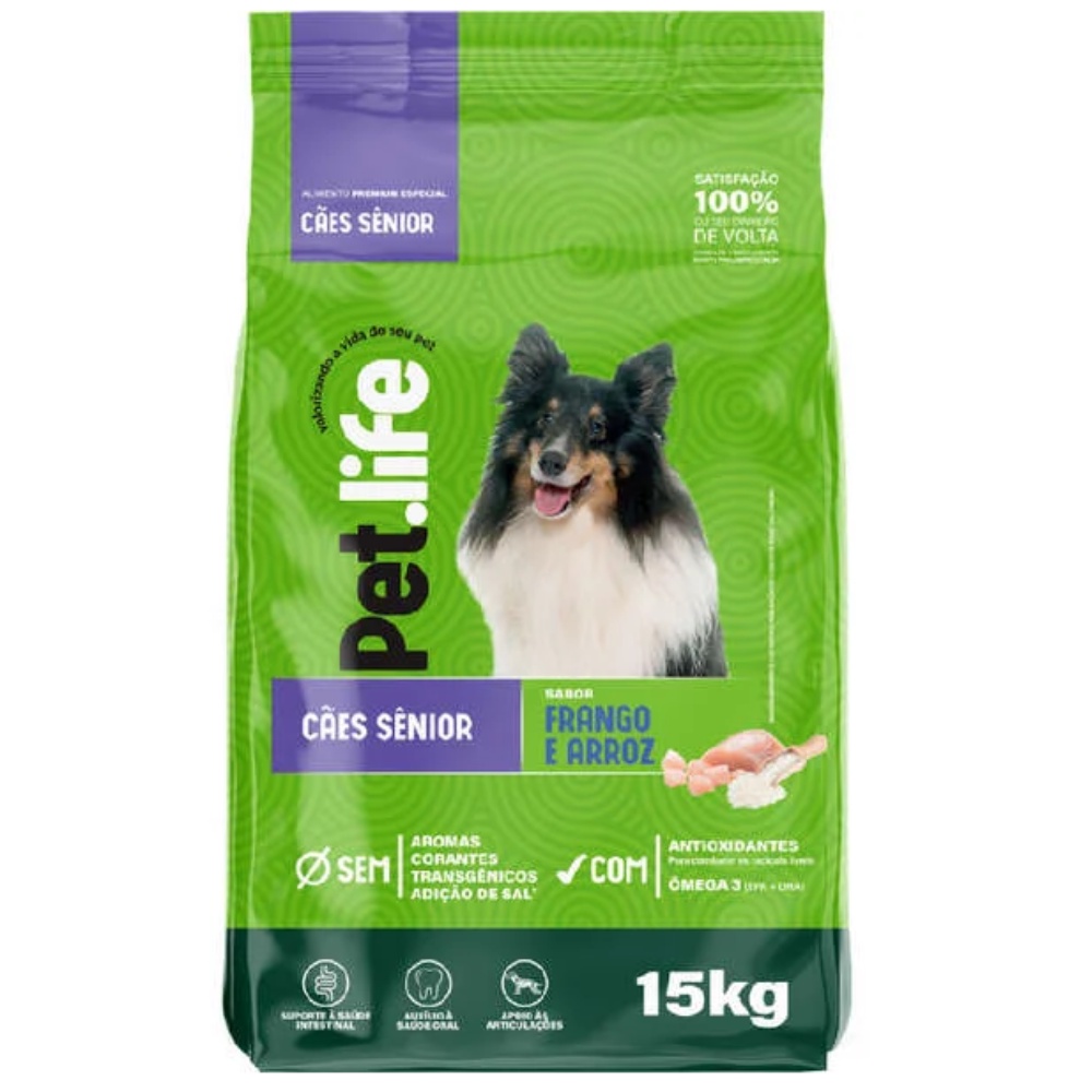 Ração Pet Life Frango e Arroz Cães Sênior 3kg - Miniatura 2