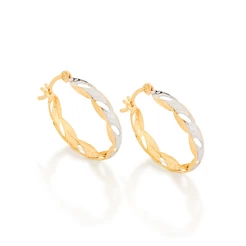 Brinco Rommanel folheado a ouro 18k argola com aplicação de rhodium