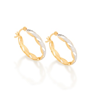 Brinco Rommanel folheado a ouro 18k argola com aplicação de rhodium em Oferta na Shopee