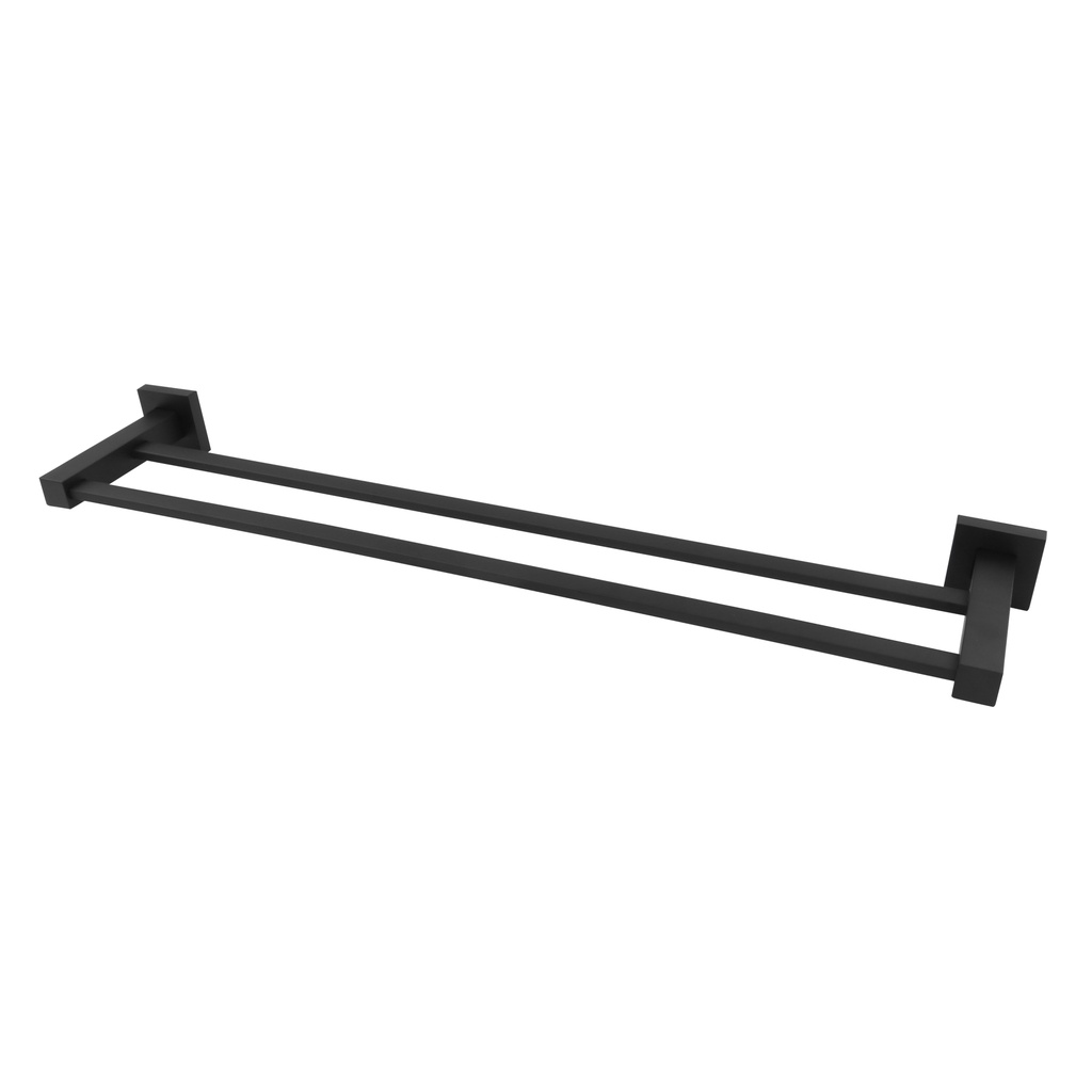 Suporte Porta Toalha Banho Duplo Banheiro Inox Preto Fosco