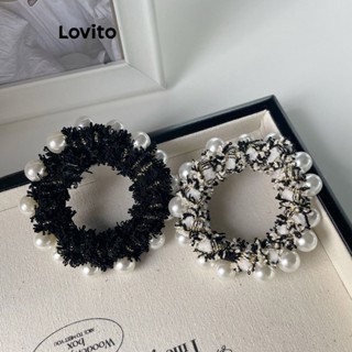 Lovito Laços De Cabelo Casuais Com Pérolas Lisas E Pequenas Fragrâncias Para Mulheres LFA11312
