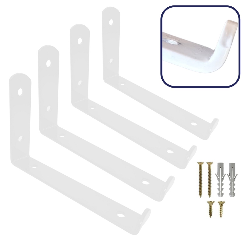 Mão Francesa Invertida 40cm 5mm 4 Peças Reforçada Branca em Oferta na Shopee