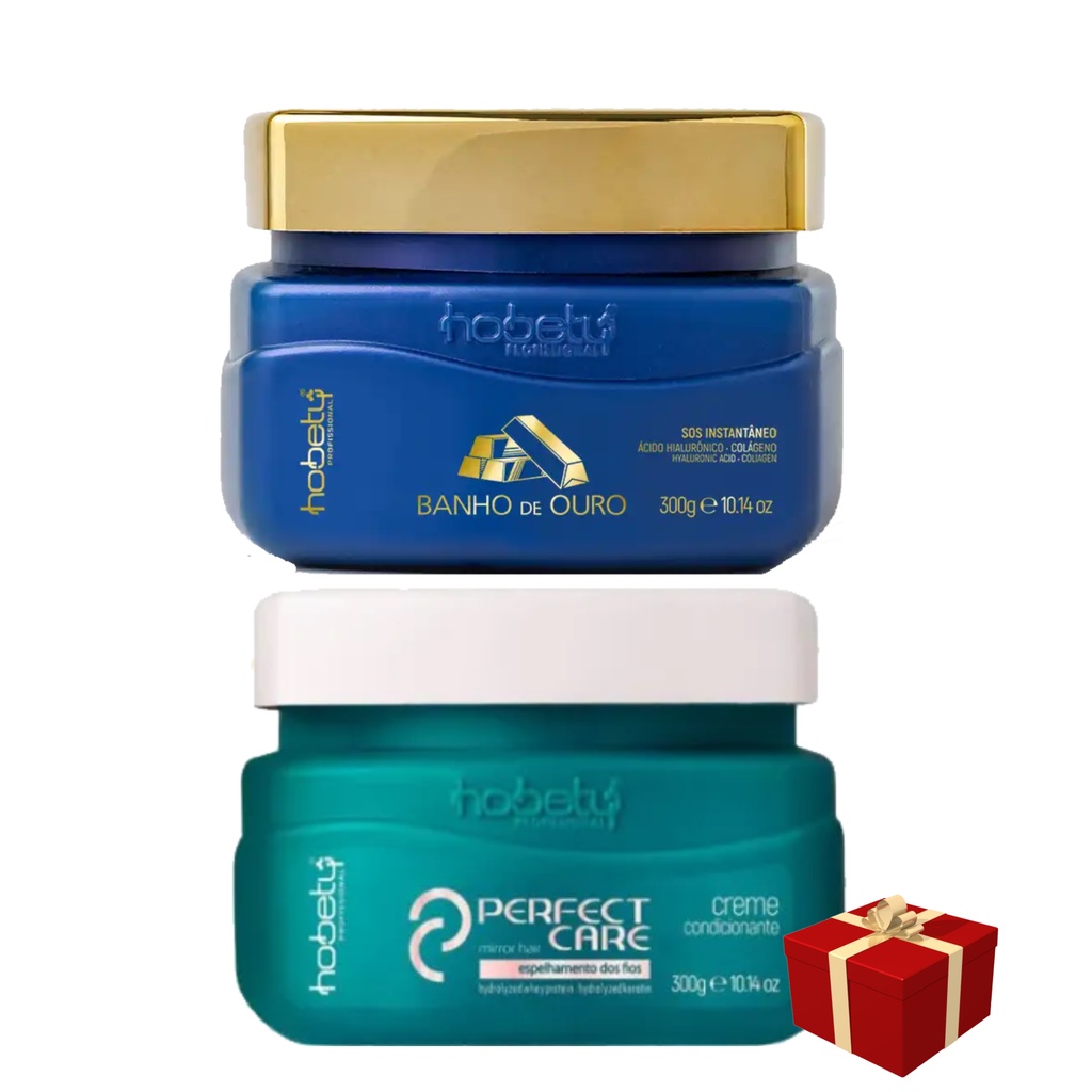 Hobety Máscara Perfect Care 300g + Máscara Banho d Ouro 300g