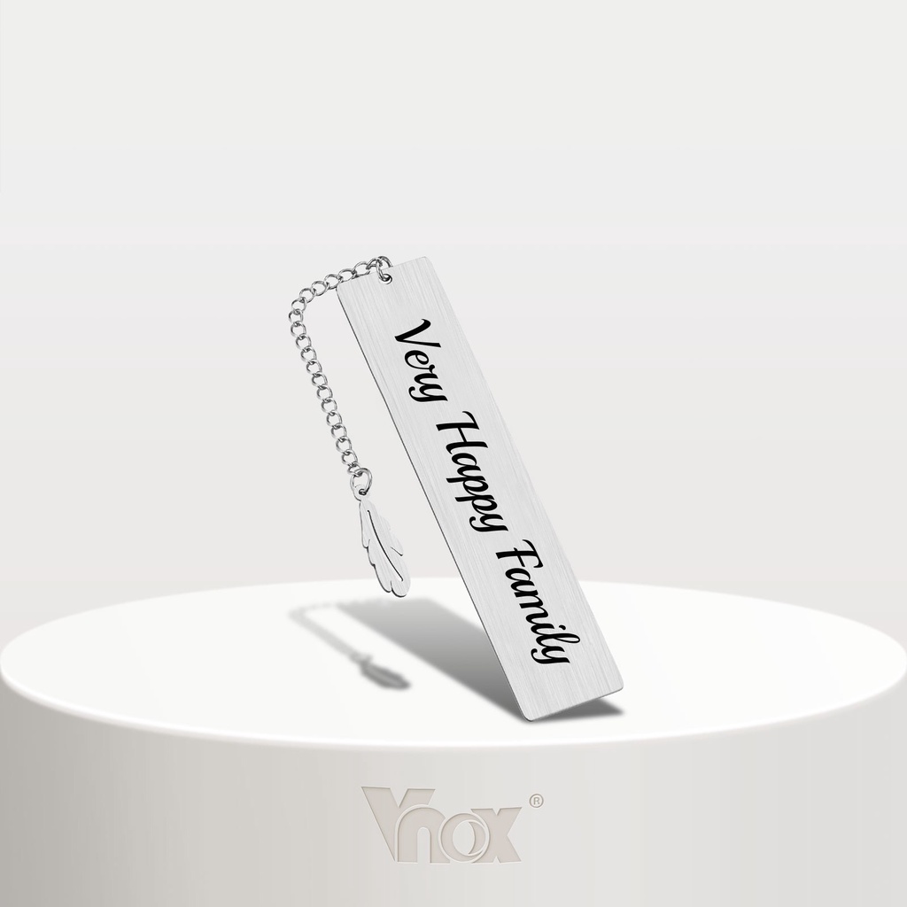 Vnox Fashion Personality Free Rectângulo Personalizado Bookmarks Para Homens Mulheres , De Aço Inoxidável À Prova D'água Tag Accessory