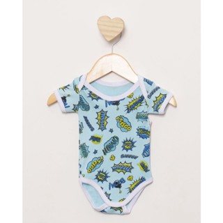 Body Bebê Estampa Sortida Manga Curta Azul