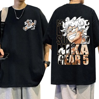 Camiseta Básica Unissex Luffy Anime One Piece Gear 5 Camisa Streetwear Algodão Confortável Estilo Moda Unissex Envio imediato