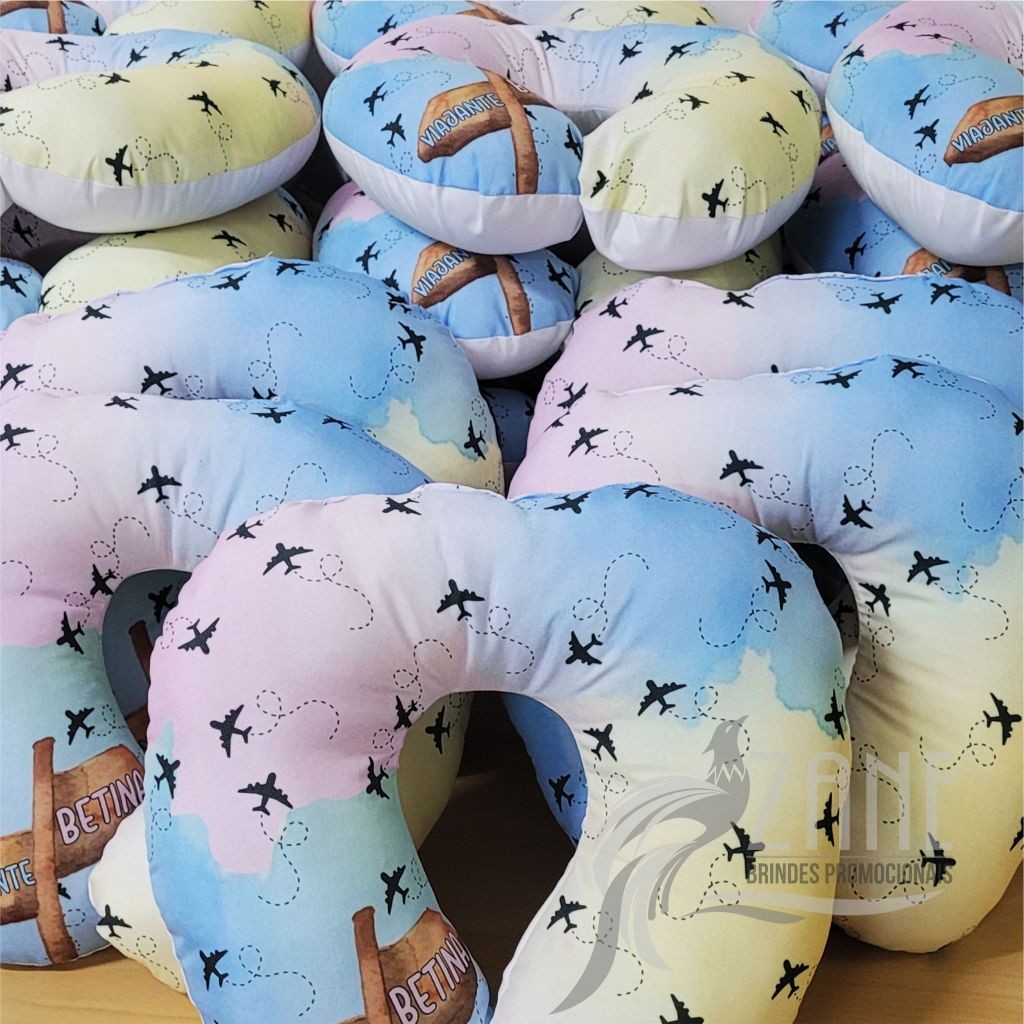 10 Almofadas de Pescoço Pequena Viajante Volta o Mundo Personalizada Festas Lembrancinhas Batizados Aniversário Almofada