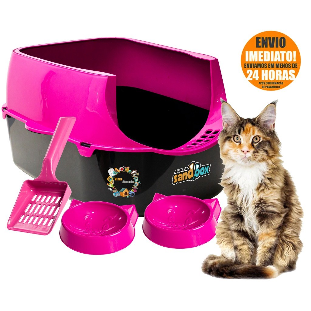 Caixa de Areia Higienica Banheiro Para Gatos Sanitario Resistente Furba SandBox Grande