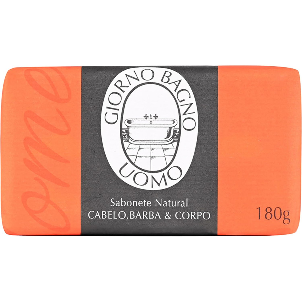 Giorno Uomo, Sabonete em Barra para barba, corpo e cabelos, Masculino, 180g, Laranja