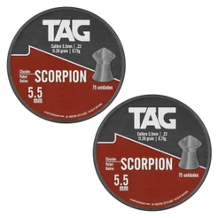 Kit 2 Chumbinhos 5.5 Cal.22 Tag 150un Scorpion 11.26gr