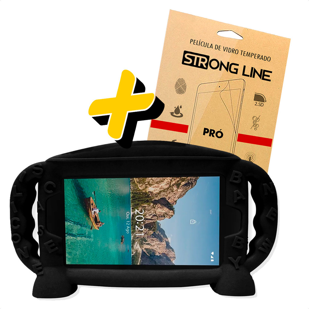 Capinha Tablet Mirage 7  Infantil Case Silicone + Pelicula