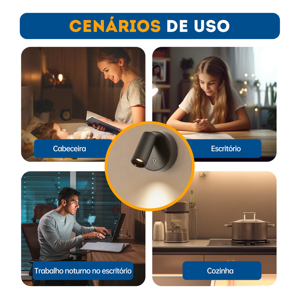 Arandela Parede Led Sem Fio Recarregavel Luminaria Cabeceira Quarto Abajur Magnetica Estoque No Brasil Envio Imediato