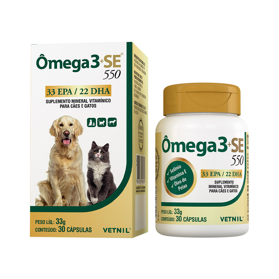Suplemento Vitamínico Vetnil Omega 3 + SE 550 Cães e Gatos