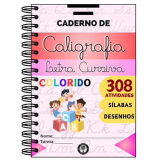 Caderno De Caligrafia Infantil Letra Cursiva Alfabetização com 308 atividades em Oferta na Shopee