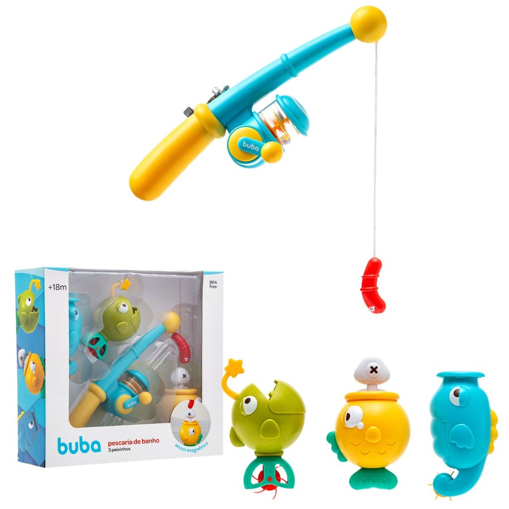 Brinquedo para Bebê Pescaria de Banho 3 Peixinhos 19611 - Buba em Oferta na Shopee