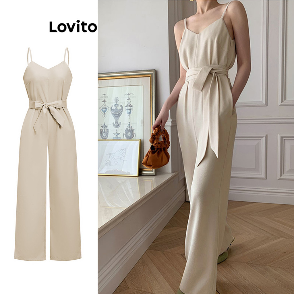 Lovito Casual Macacão com Pregas para Mulheres L80ED344