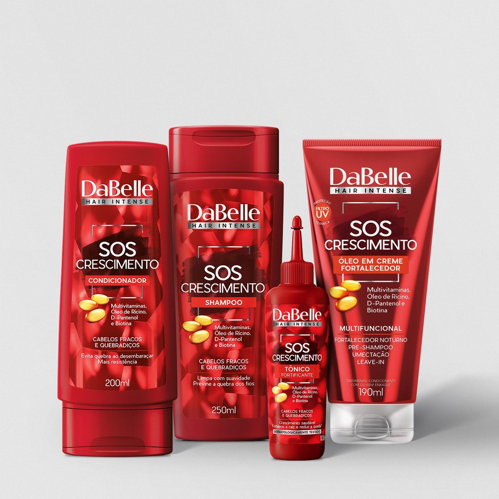 Kit DaBelle Hair Intense SOS Crescimento shampoo + cond + Óleo em Creme + Tônico (4 produt...