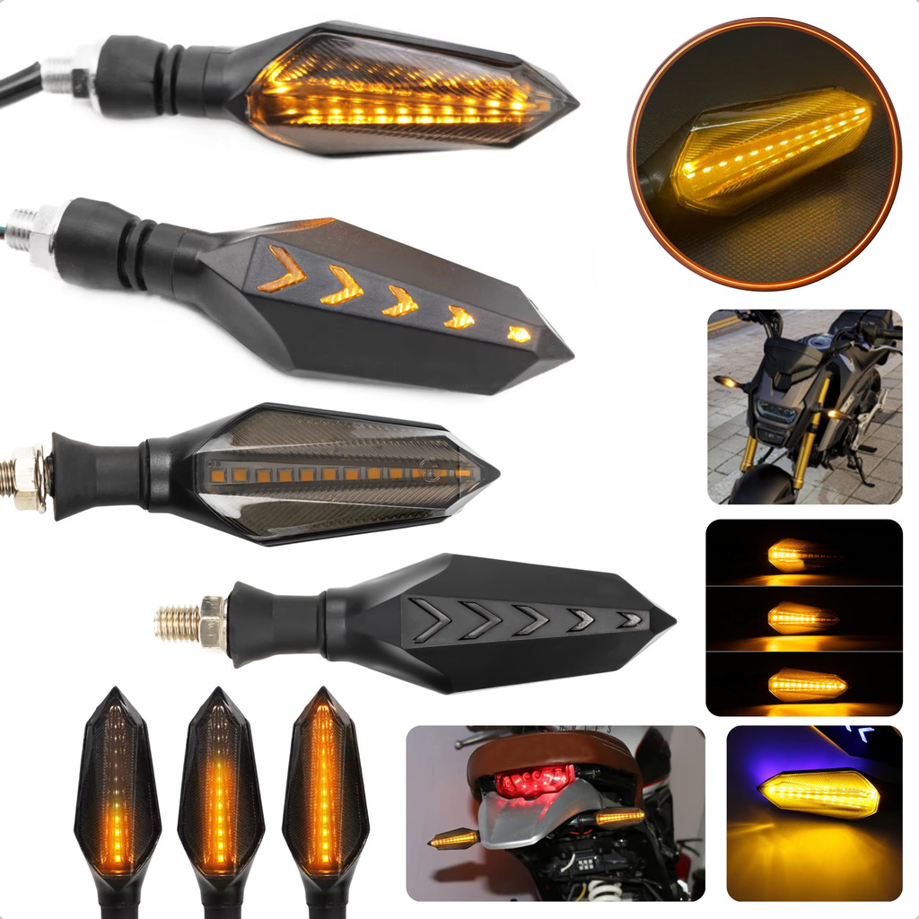 Pisca Seta Led Sequencial Moto Universal Cg160 Xre300 Bros iluminação 12V Âmbar Reforçado Rosca