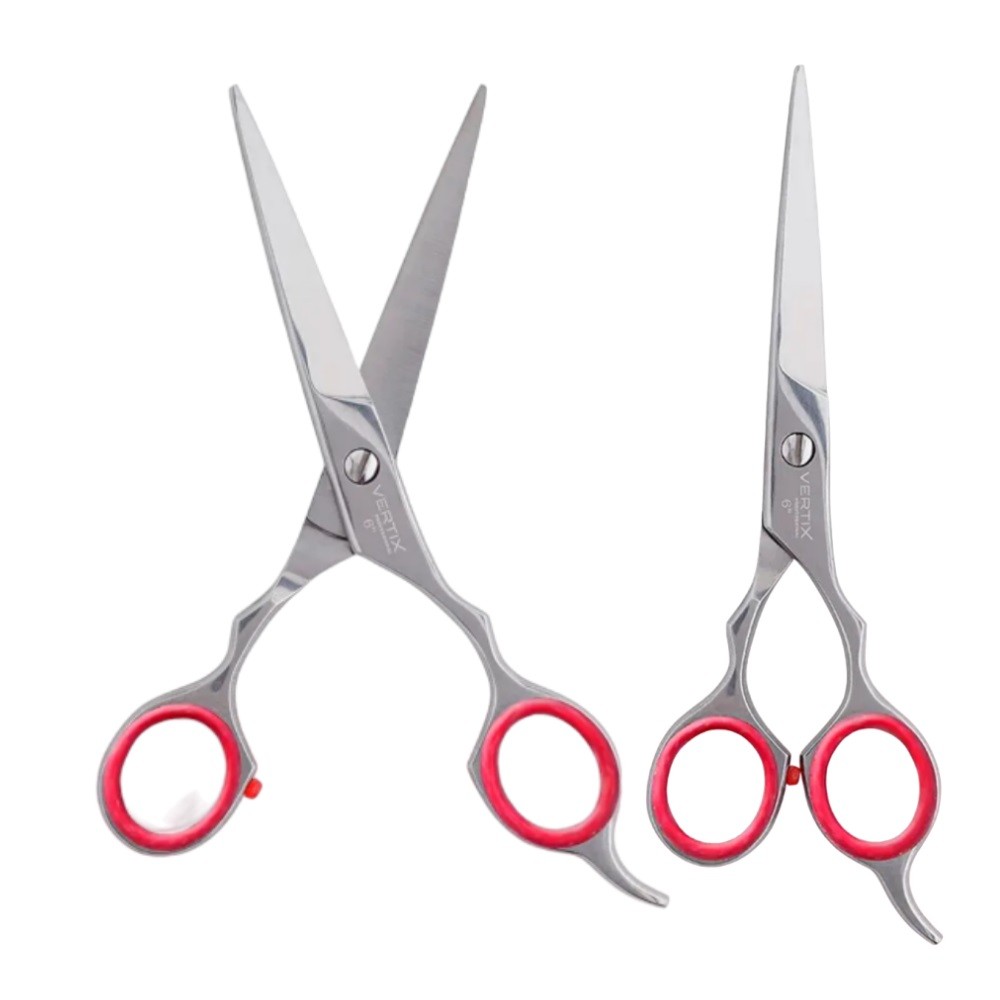 2 Tesouras Red Circle 6" Fio Navalha + Fio Laser Vertix