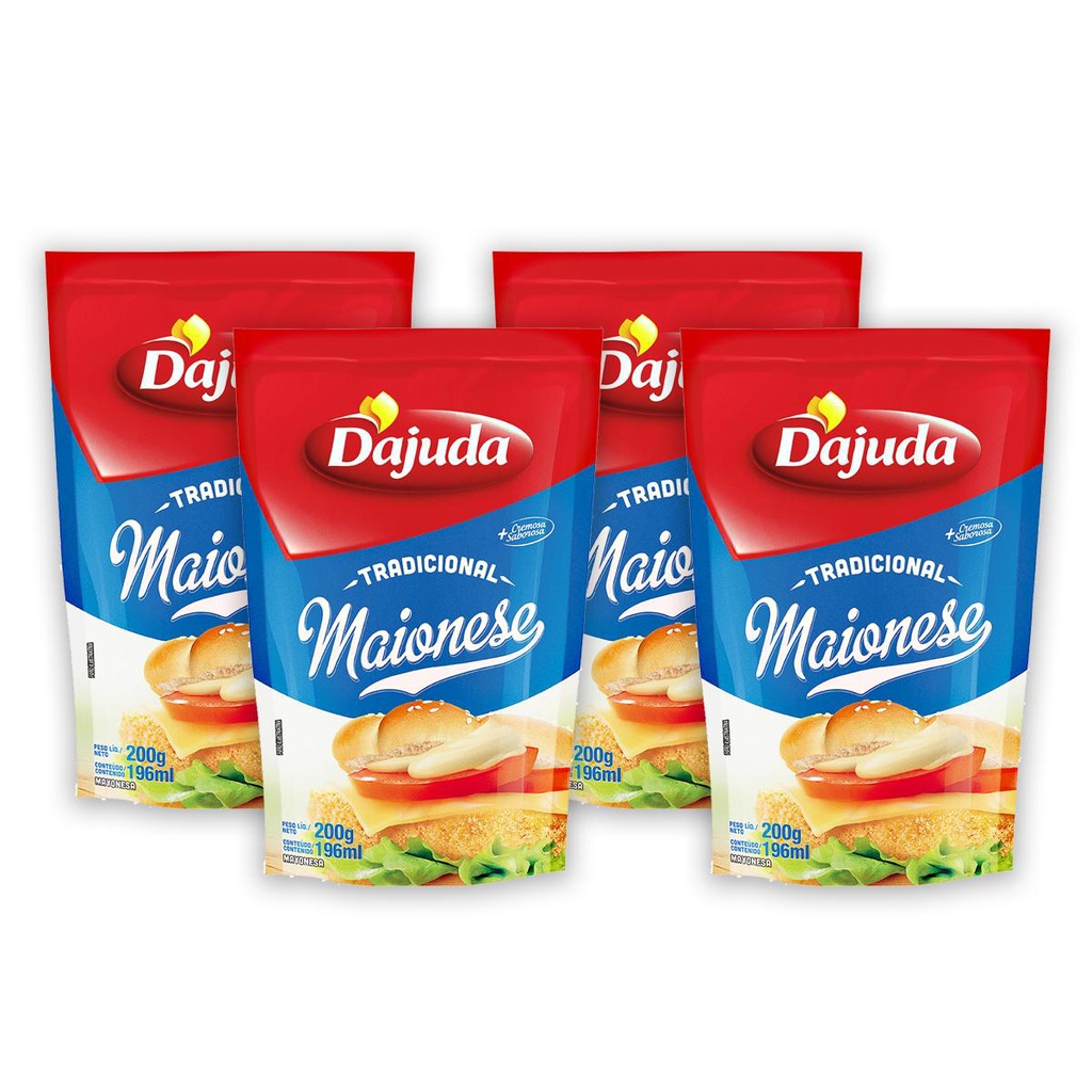 4Un Maionese DAjuda 200G Para Hamburguer Hot Dog Lanches Petiscos Pastéis Batata Frita