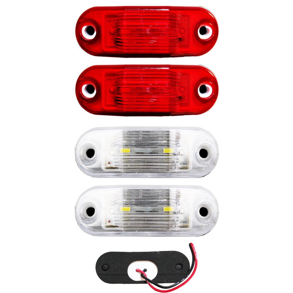 4 Lanterna Teto Ônibus Caminhão Baú Van 2 LED BIVOLT +Chicote