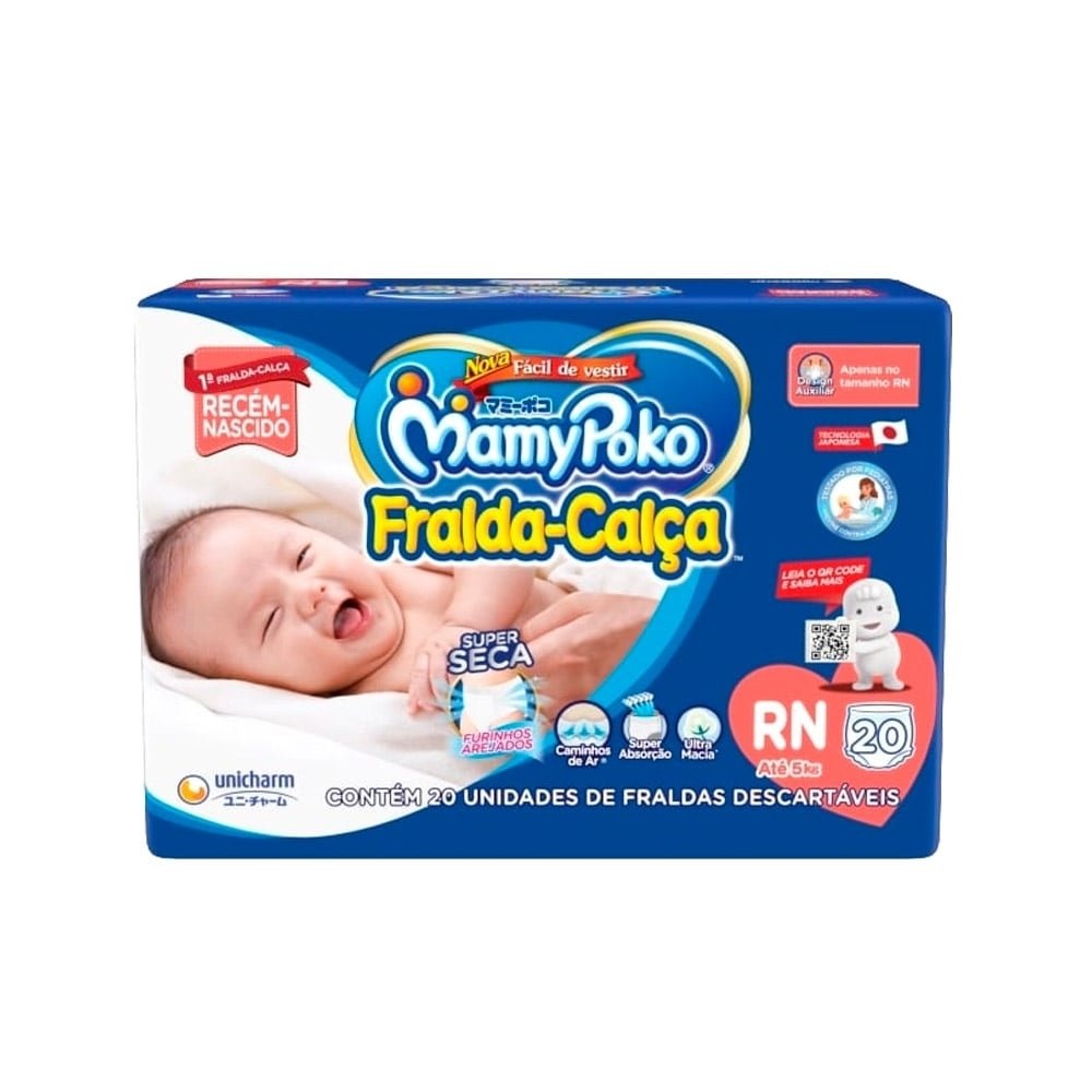 Fralda Descartável Mamypoko Calça Regular Tamanho RN - 6 Pacotes com 20 Fraldas - Total 120 Tiras em Oferta na Shopee