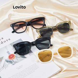 Lovito Casual Simples Óculos de Sol Feminino Colorblock L63AD260 (Café/Verde-Bebê/Off White/Preto)