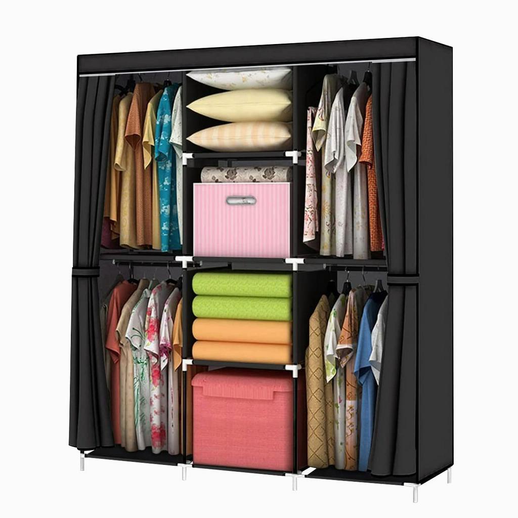 Guarda Roupa Dobrável Organizador De Roupas Cor：Preto