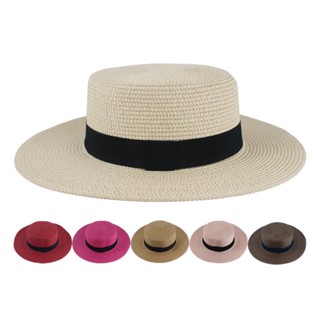 Chapéu De Praia Paris Feminino Aba Média De Palha Com Fita Preta Para Praia, Piscina E Passeios Ao Ar Livre
