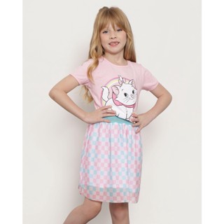 Camiseta Infantil Manga Curta Disney Estampa Marie Rosa