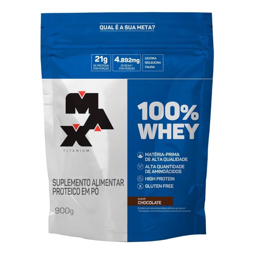 Whey 100% Concentrado Refil 900g Ganho De Massa - Max Titanium