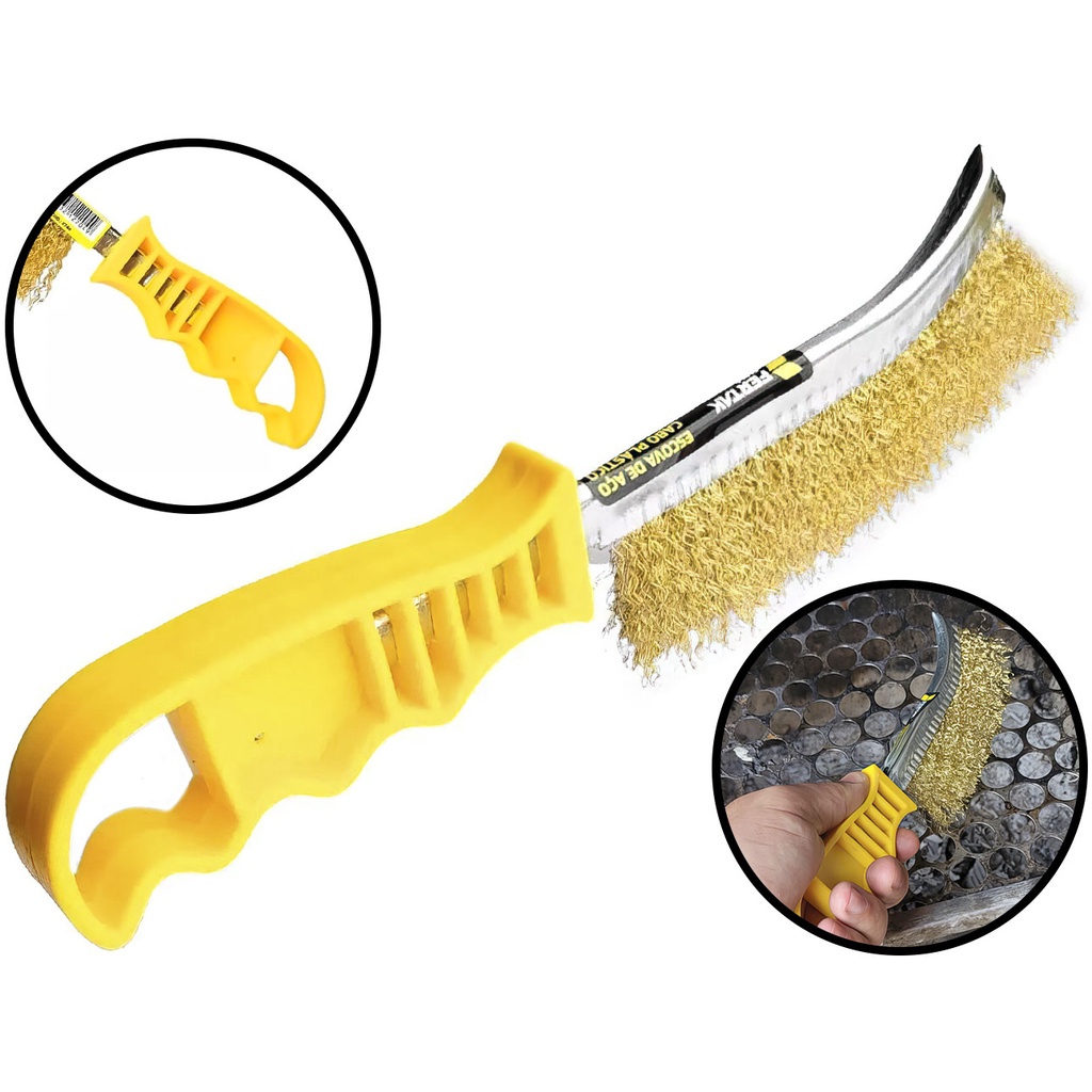 Escova De Aço Cerdas Longas Superfícies Metálicas Fertak 2740 em Oferta na Shopee