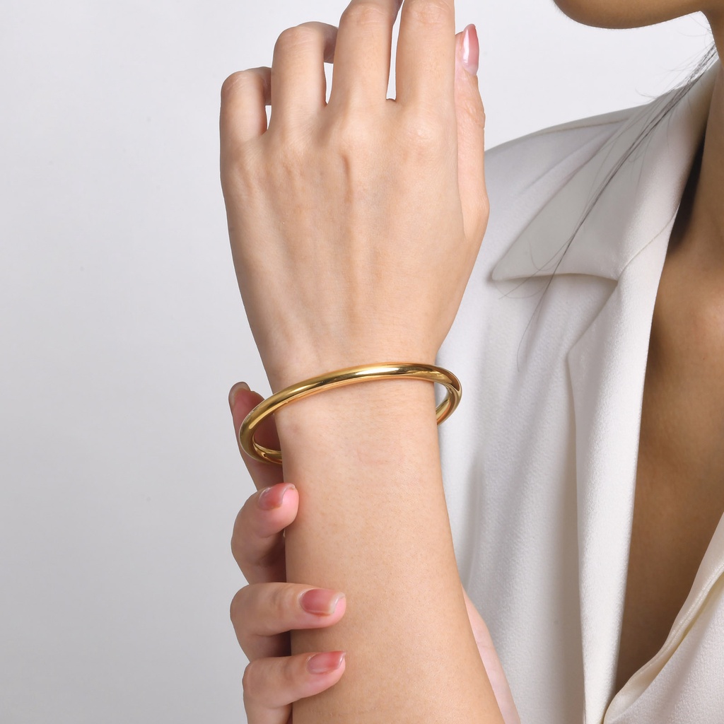 Vnox Marca Luxo Feminino De Aço Inoxidável Redondo Liso 5mm Bracelete Jóias Presentes em Oferta na Shopee