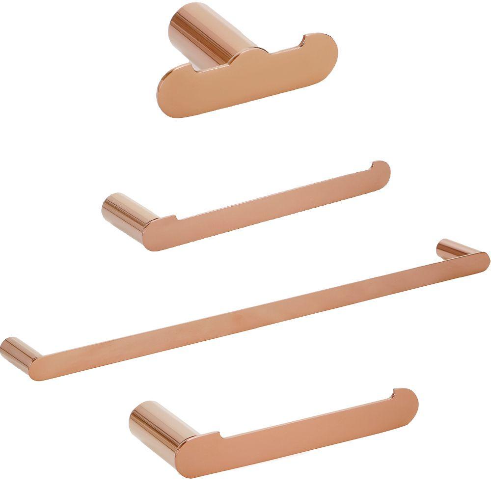Acessórios para banheiro 4 peças Vila nova Pingoo - Dourado Rose - Home & Living