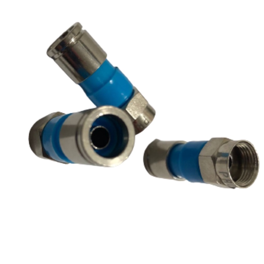 Pct 50 Conector de Compressão Profissional F Macho RG59 de Metal CFTV P/ Cabo