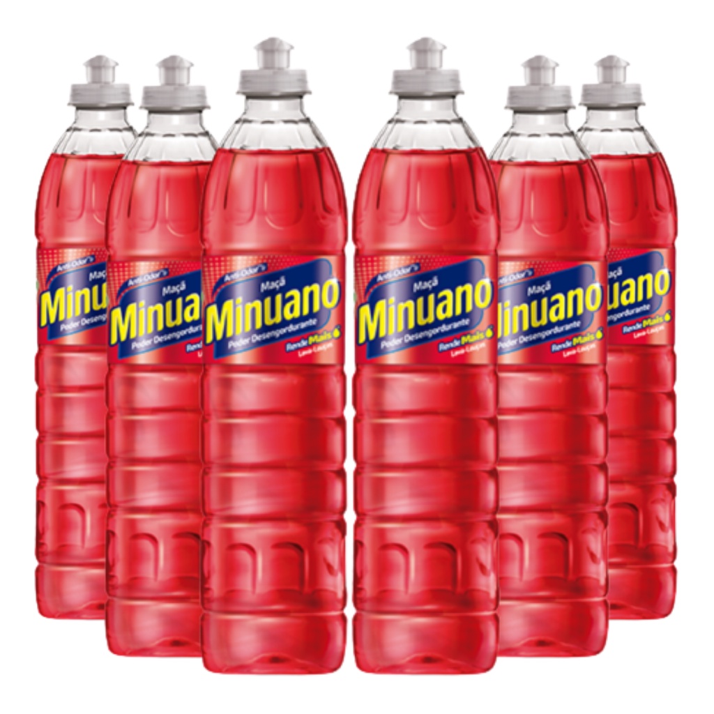 Kit 6 Detergente Lava Louças Minuano Maçã 500ml