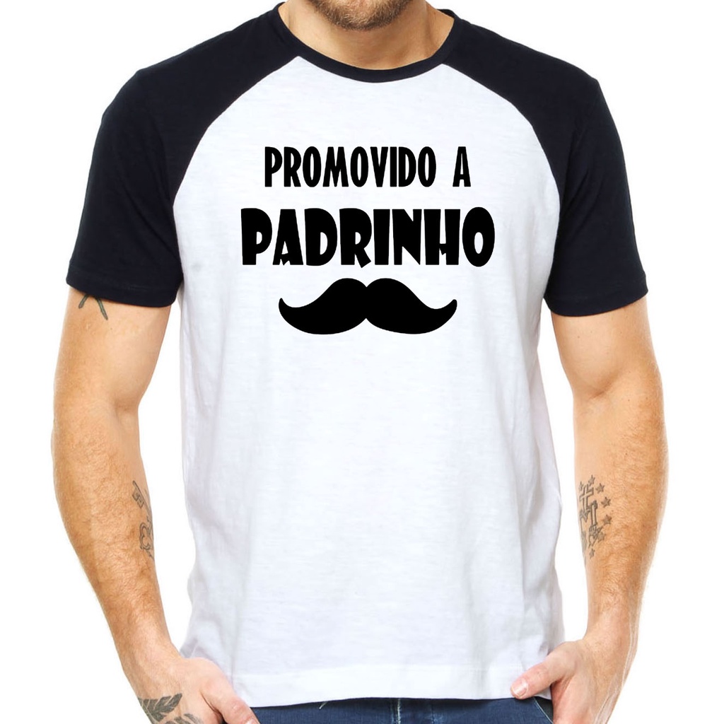 Camiseta promovido a padrinho bigode camisa dindo presente