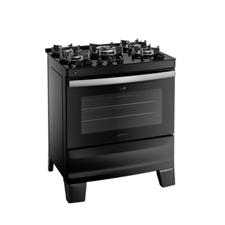 Fogão 5 Bocas Preto com Mesa de Vidro Atlas Agile Up Bivolt em Oferta na Shopee