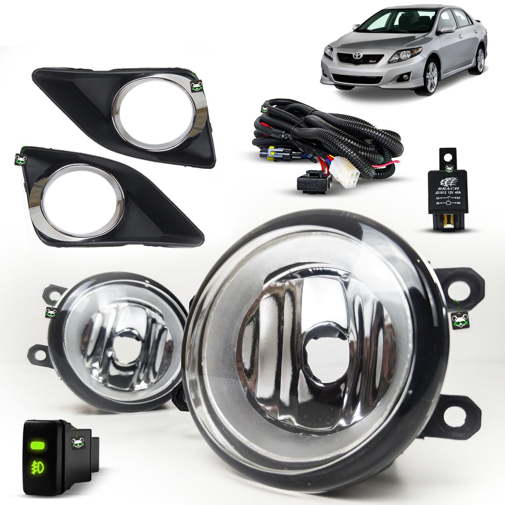 Kit Farol Auxiliar de Milha Aro Cromado Corolla 2009 2010 2011 - Spare Parts and Accessories for Vehicles