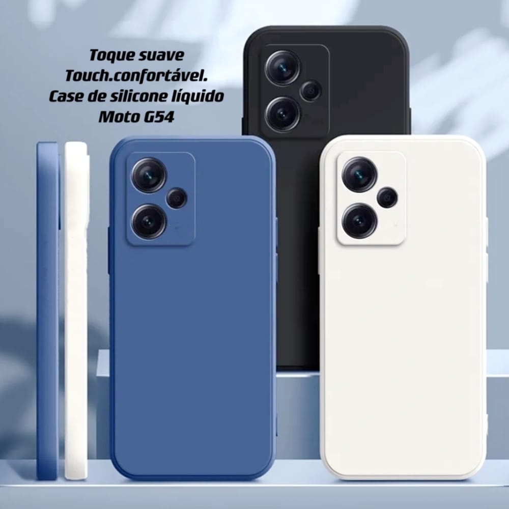 kit 3ne1 capa funde silicone líquido macio + película Vidro 3d +Vidro de câmera moto g54 g84 g34 g14