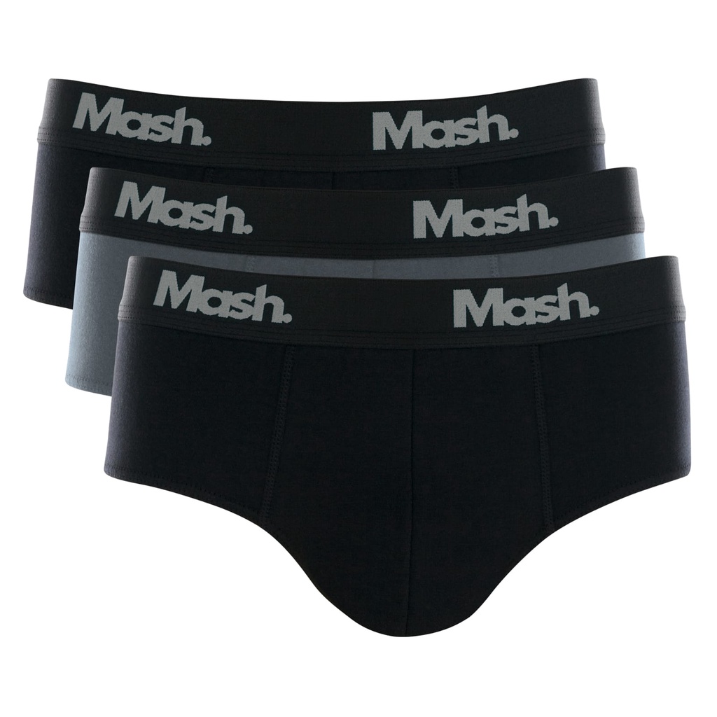 Kit 3 Cuecas Slip Tradicional Elastico Largo Mash 113.06