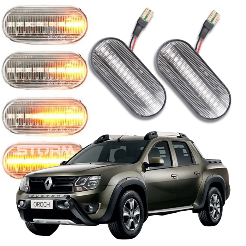 Par Pisca Seta Sequencial Renault Oroch transparente sinal led lente cristal translucida repetidor Expression Dynamique