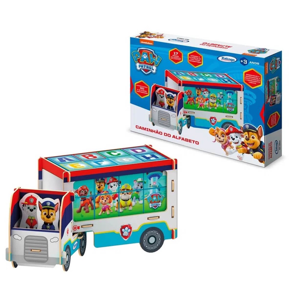 Brinquedo de Montar Caminhão Abc Patrulha Canina MDF 3D Criativo Com 2 Cenas e 17 Peças Xalingo 13910 em Oferta na Shopee