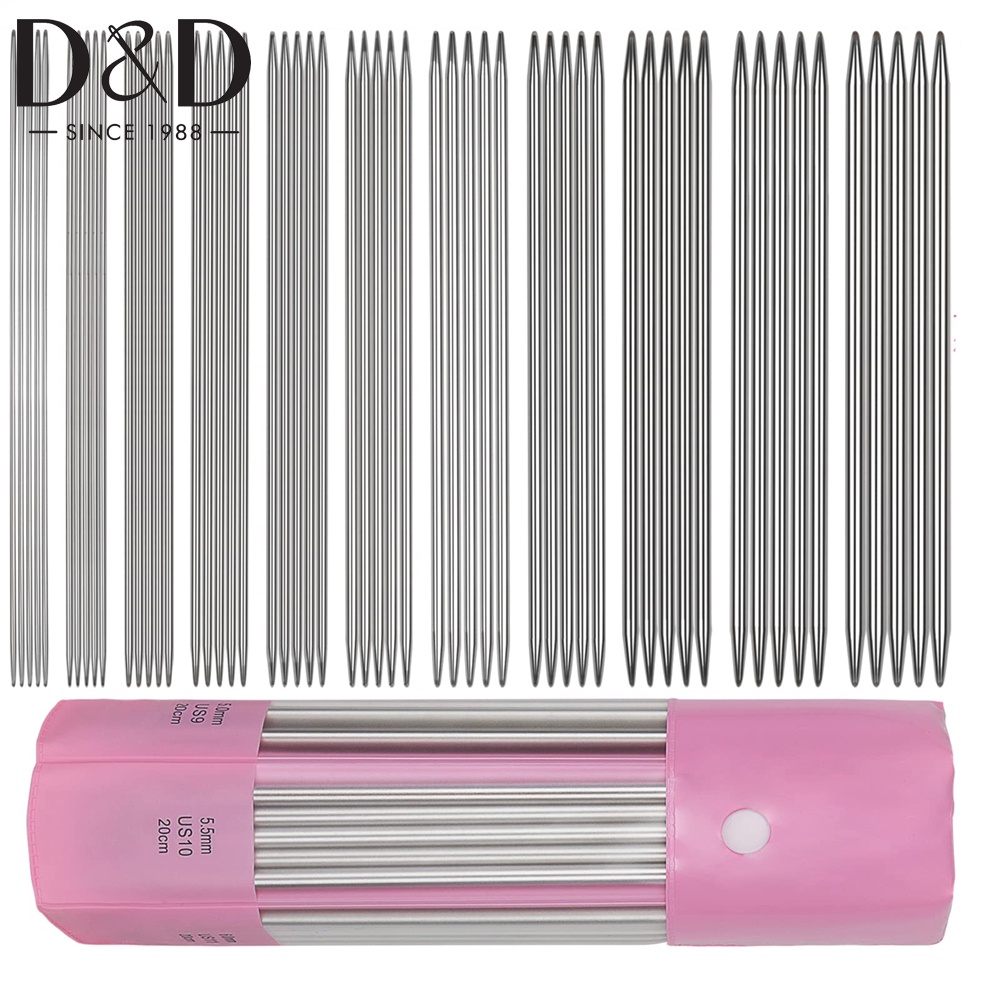 55Pcs  20cm Agulha Dupla De Aço Inoxidável Para Iniciantes Conjunto De Agulhas De Tricô Ferramenta De Costura Bricolagem em Oferta na Shopee
