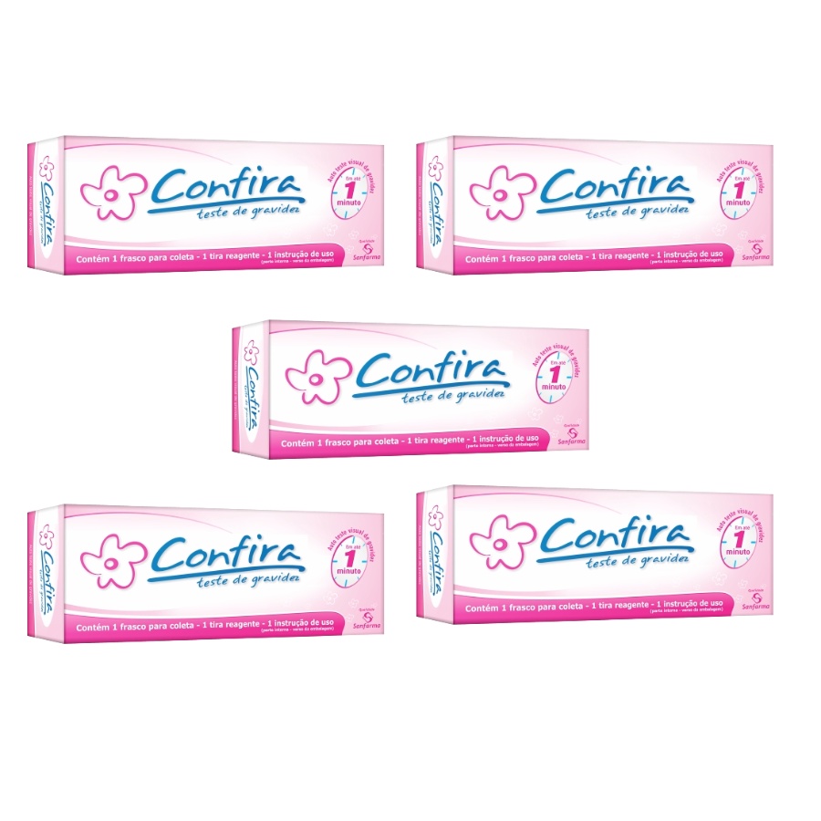 Kit com 5 Testes de Gravidez Confira em Tira Resultado em 1 Minuto em Oferta na Shopee