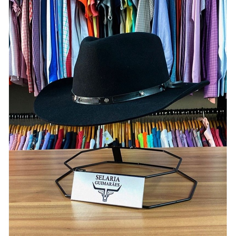 CHAPÉU CLASSIC 5X CAMPO PRETO ABA 7,5 UNISSEX PRALANA