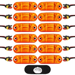 12 Lanterna Vigia Teto Ônibus Caminhão 2 LED BIVOLT AM +Conector