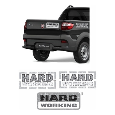 Adesivo Strada Aplique Resinado + Kit Hard Working Car Preto