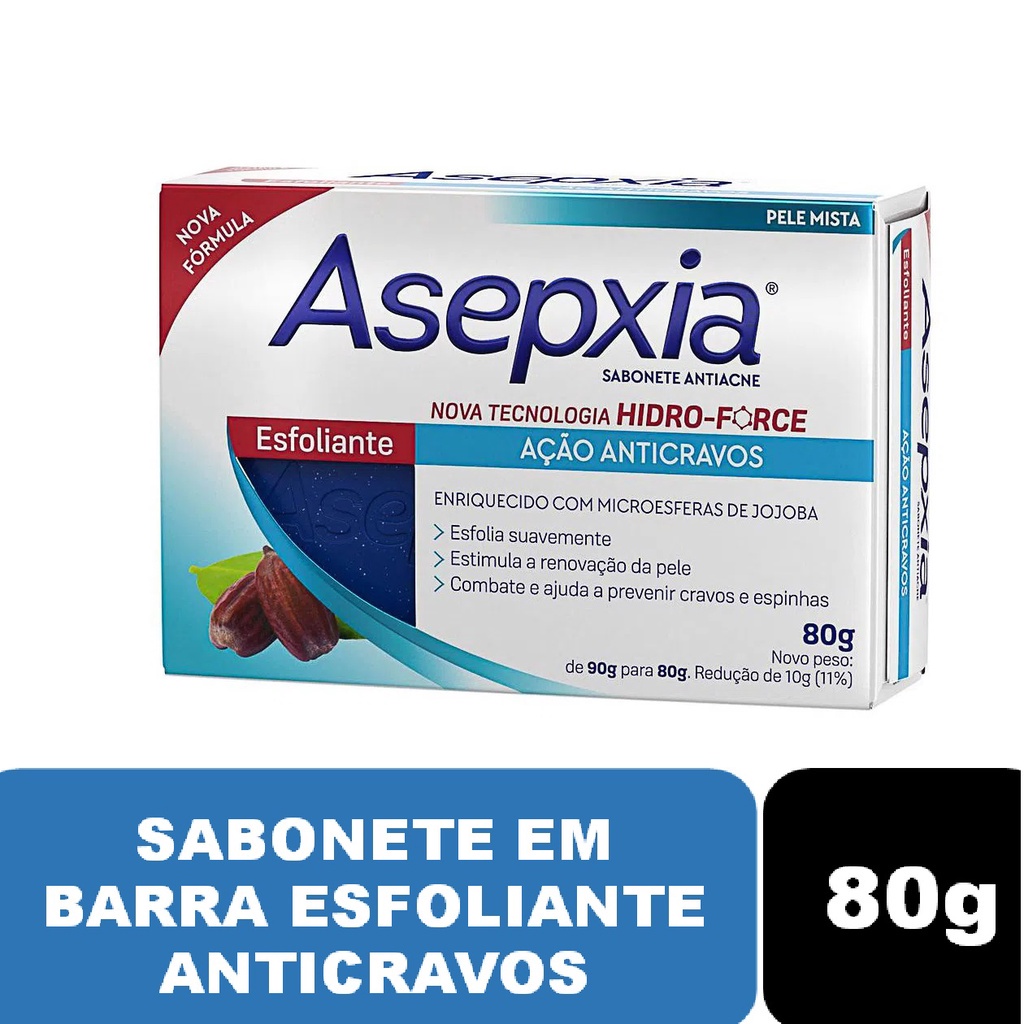 Sabonete Asepxia Esfoliante Ação Anticravos 80g